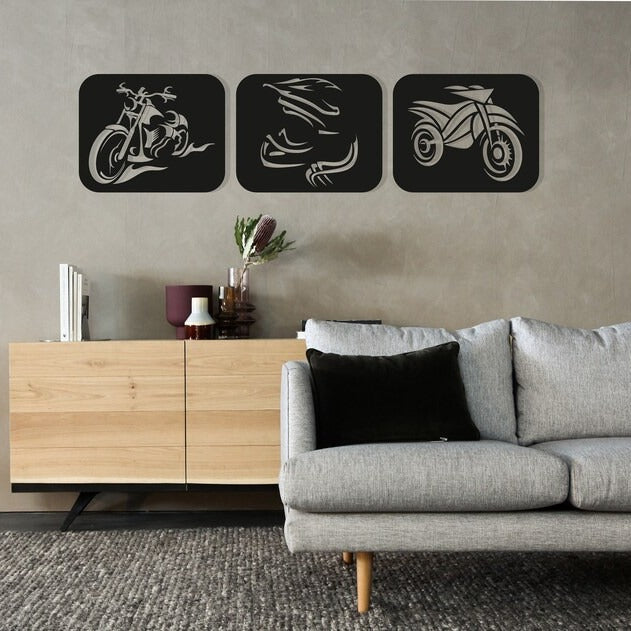 Motorcycle Metal Wall Decor Set for Café & Home