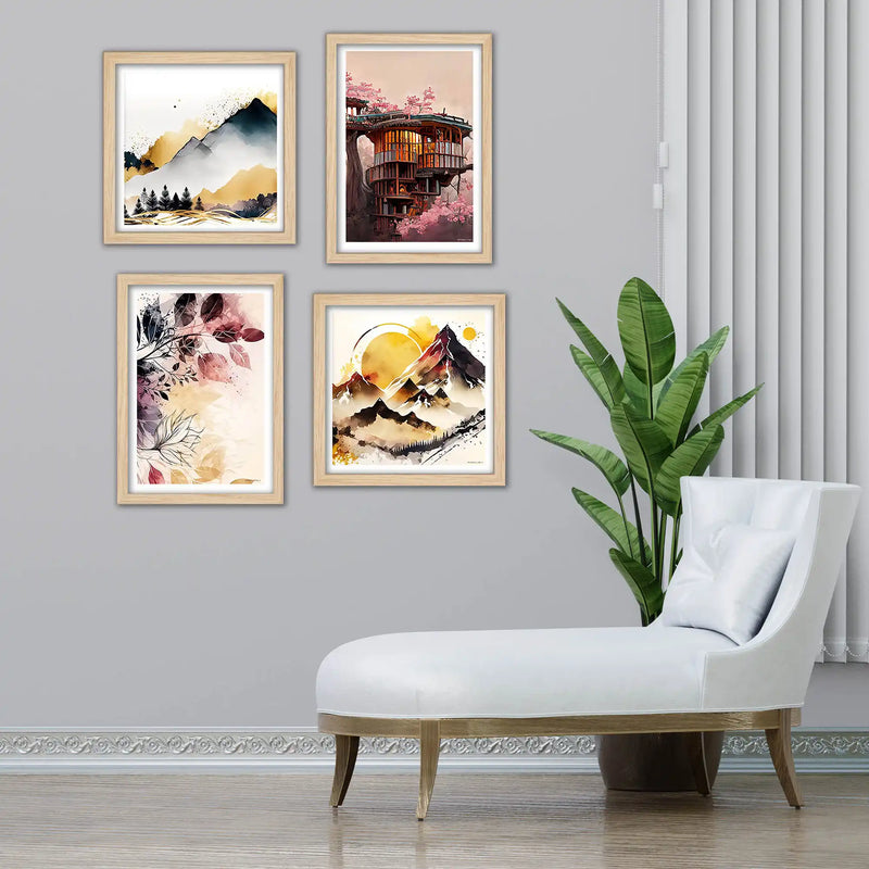 Mountain Inspired Wall Art Frame Set of 4\