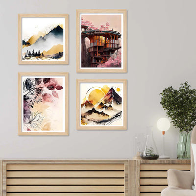 Mountain Inspired Wall Art Frame Set of 4