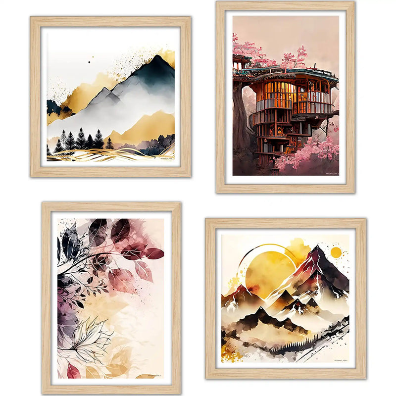 Mountain Inspired Wall Art Frame Set of 4