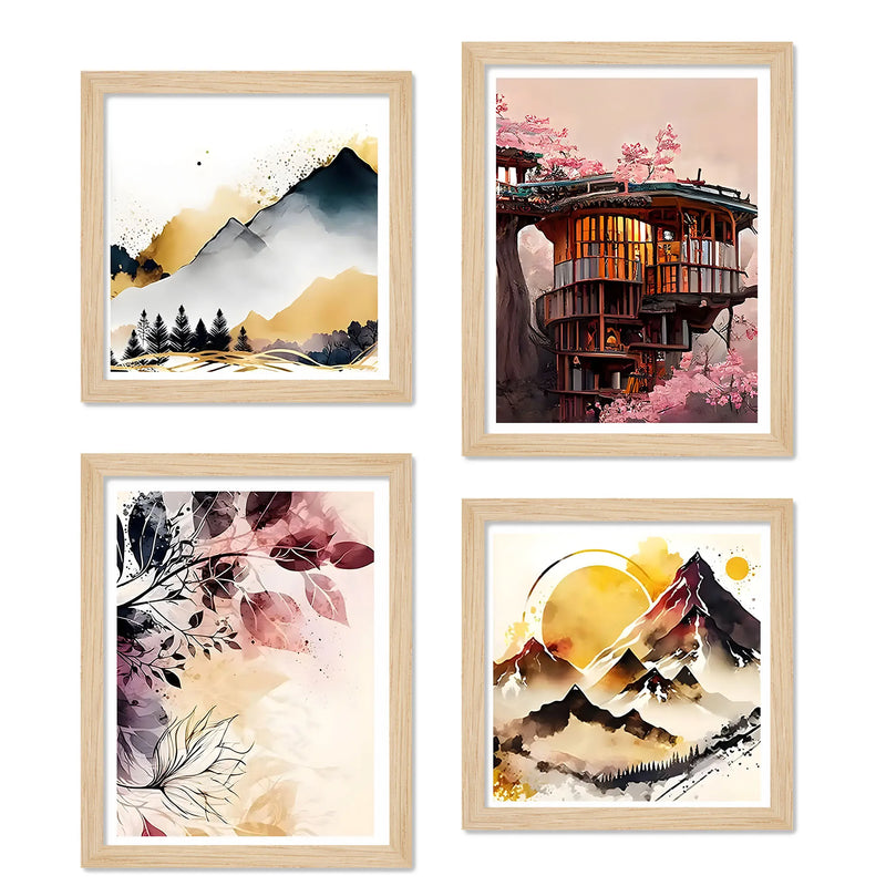 Mountain Inspired Wall Art Frame Set of 4