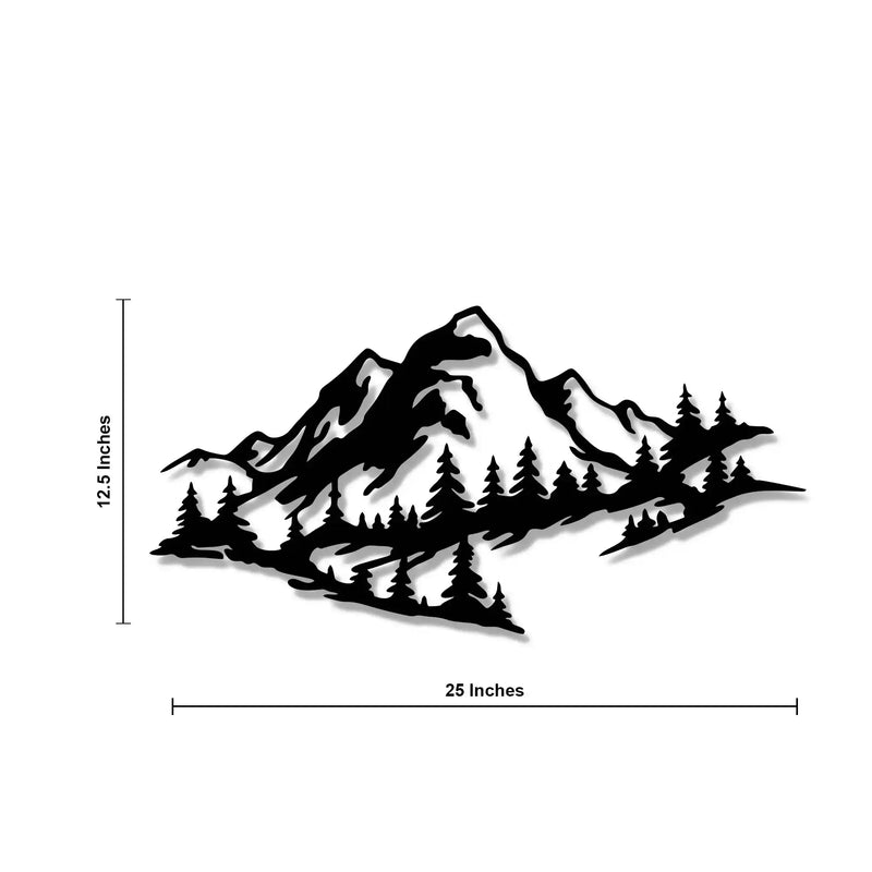 Mountain Range Trees View Metal Art Wall Decor