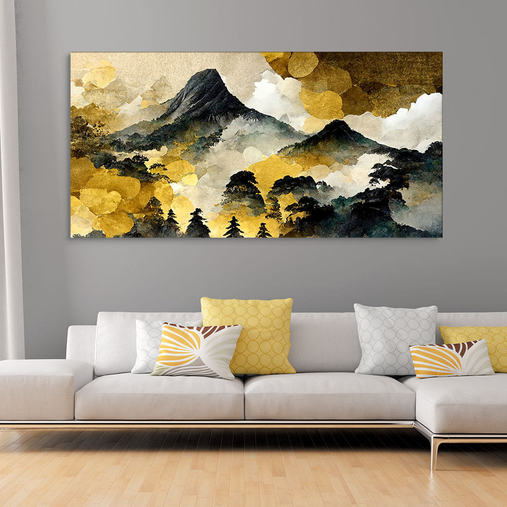 Mountain Scenery of Mount Fuji Premium Canvas Wall Painting