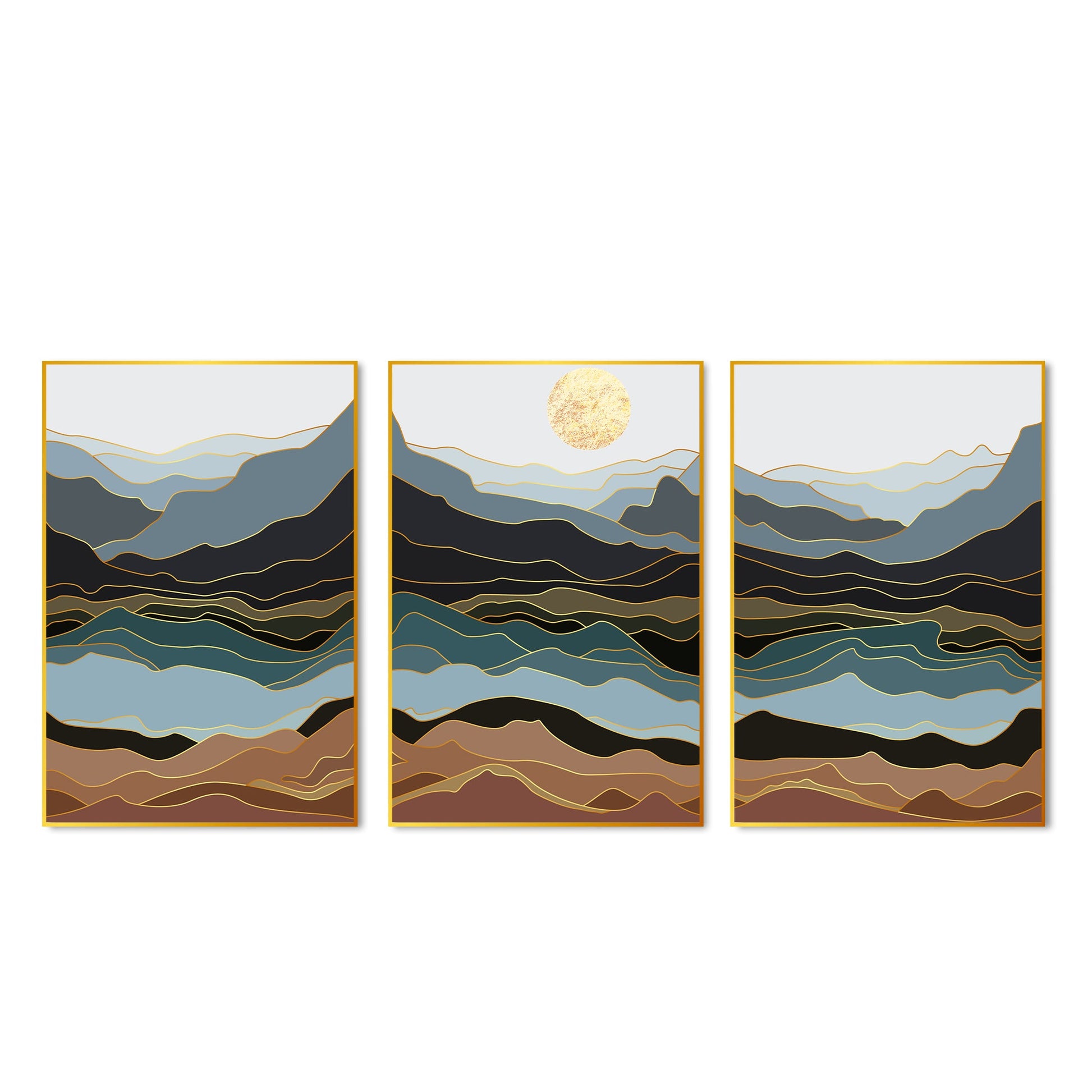 Mountains Abstract Floating Canvas Wall Painting Set of Three