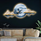 Mountains Moonlit Stallion Crystal Glass Backlit LED Painting