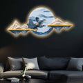 Mountains Moonlit Stallion Crystal Glass Backlit LED Wall Art