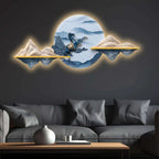 Mountains Moonlit Stallion Crystal Glass Backlit LED Wall Art