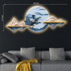 Mountains Moonlit Stallion Crystal Glass Backlit LED Wall Art