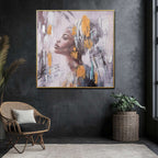 Mrembo in her Beauty Hand Painted Wall Painting with Floating Frame