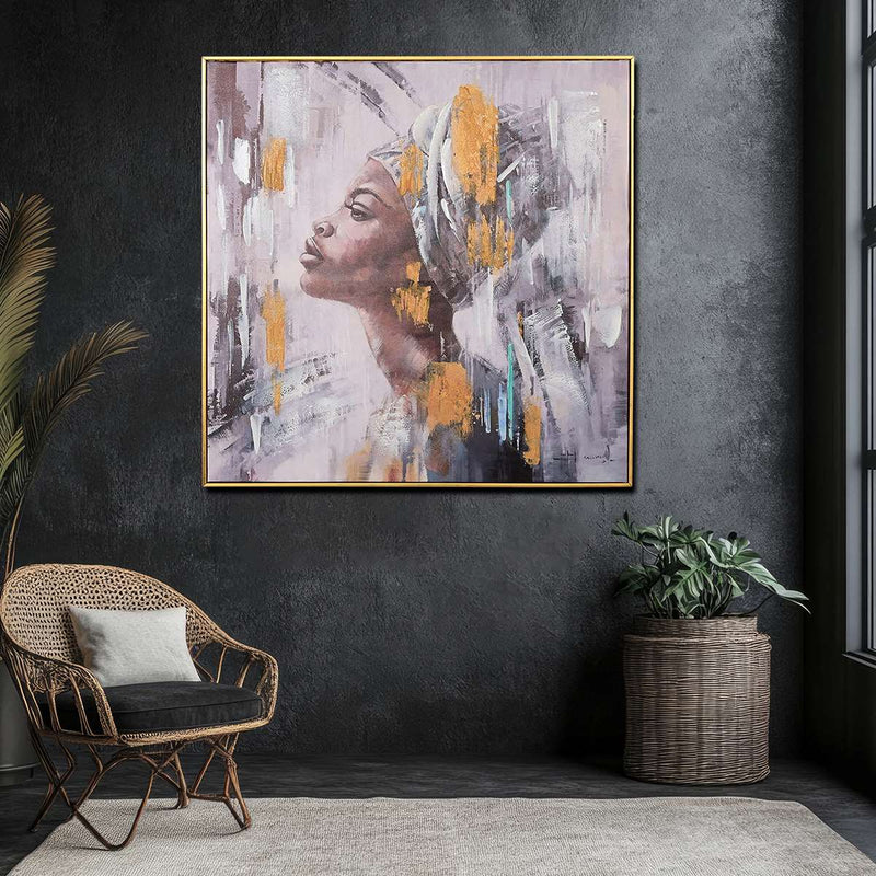 Mrembo in her Beauty Hand Painted Wall Painting with Floating Frame