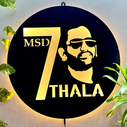 MS Dhoni 7 Thala LED Wall Hanging Frame for Cricket Fan Wall Decor