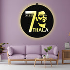 MS Dhoni 7 Thala LED Wall Hanging Frame for Cricket Fan Wall Decor