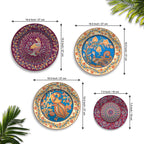Mughal Inspired Majestic Peacock Premium Wall Plates Painting Set of Four