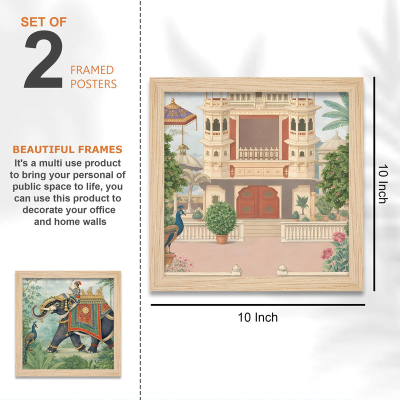 Mughal Rajasthani Miniature Style Wall Art Frame Set of Four