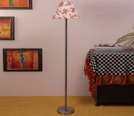 Multi Color Floral Art Decorative Conical Designer Steel Floor Lamp