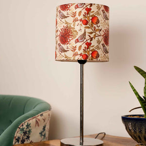 Multicolor Birds Art Shade Table Lamp with Silver Finish Base