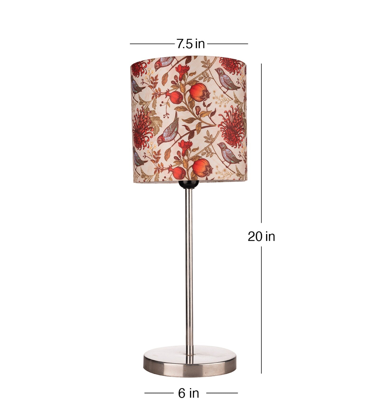 Multicolor Birds Art Shade Table Lamp with Silver Finish Base