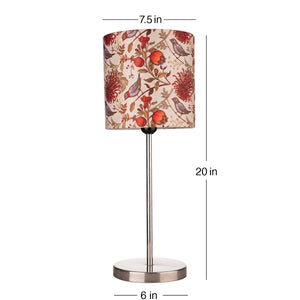 Multicolor Birds Art Shade Table Lamp with Silver Finish Base