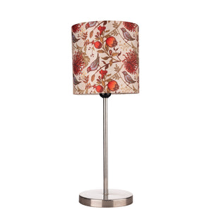 Multicolor Birds Art Shade Table Lamp with Silver Finish Base