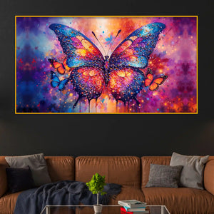 Multicolor Butterfly Crystal Glass Painting for Artistic Wall Décor