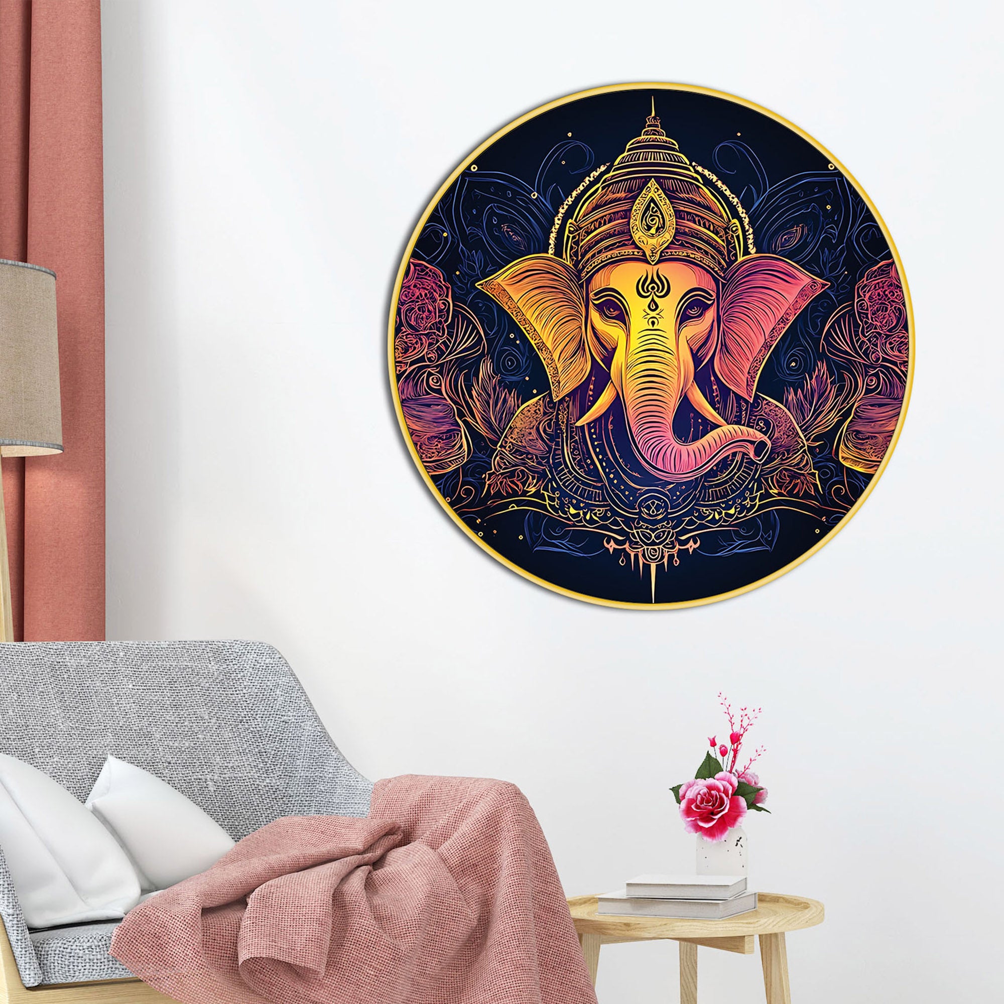 Multicolor Ganpati Round Painting