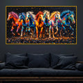 Multicolor Running Horses Crystal Glass Wall Painting