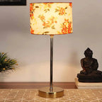 Multicolor Solid Traditional Bedside Table Lamp with Golden Finish Base