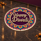 Multicolour Rangoli Neon Light with Happy Diwali Text for Home, Mandir & Shop Décor
