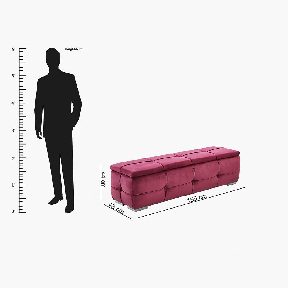Multipurpose Velvet Storage Ottoman in Rich Wine Color