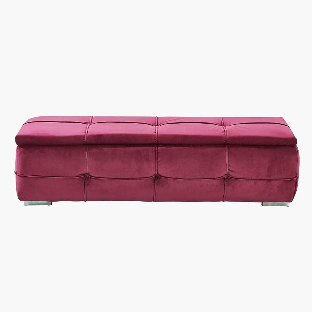 Multipurpose Velvet Storage Ottoman in Rich Wine Color