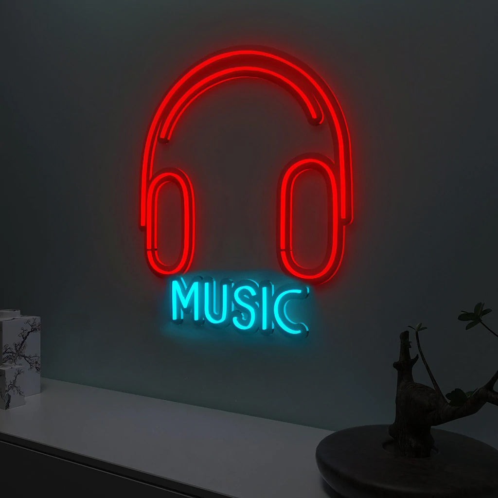 Music Headphone Design Neon LED Light