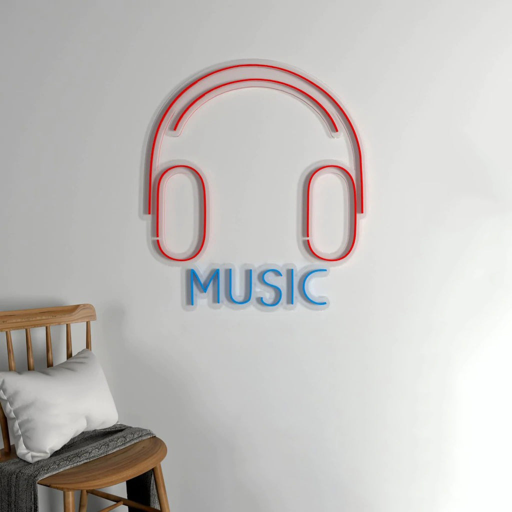 Music Headphone Design Neon LED Light