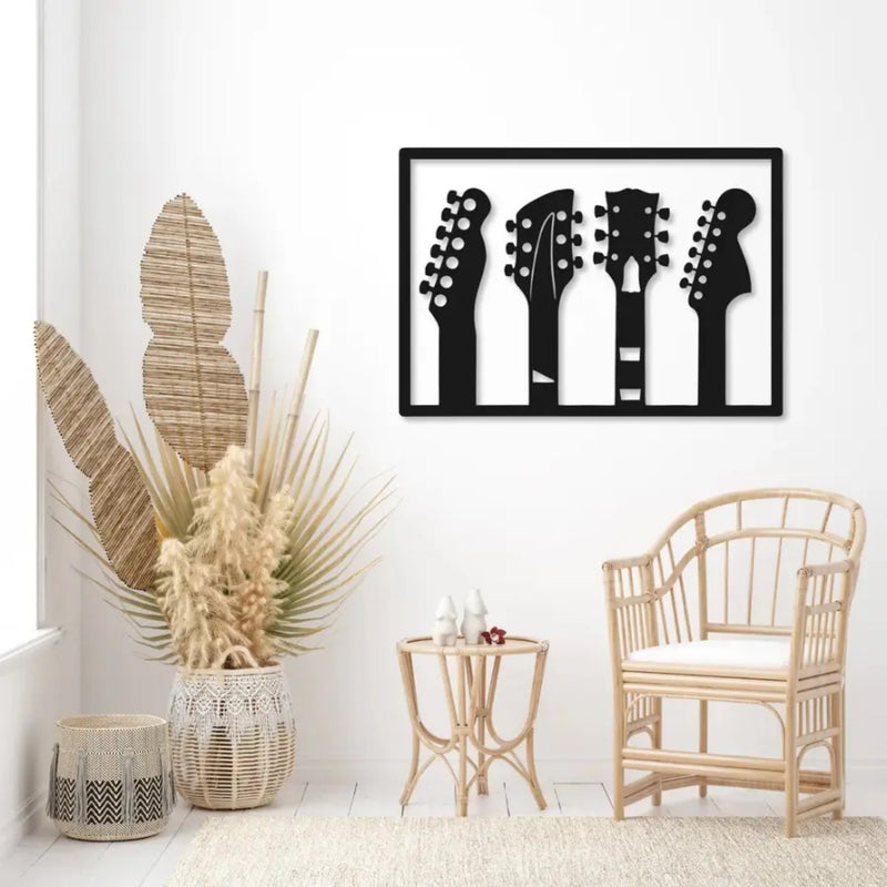 Musical Guitar Silhouette Metal Wall Art Decor