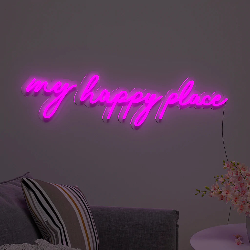 My Happy Place Text Design Neon LED Light