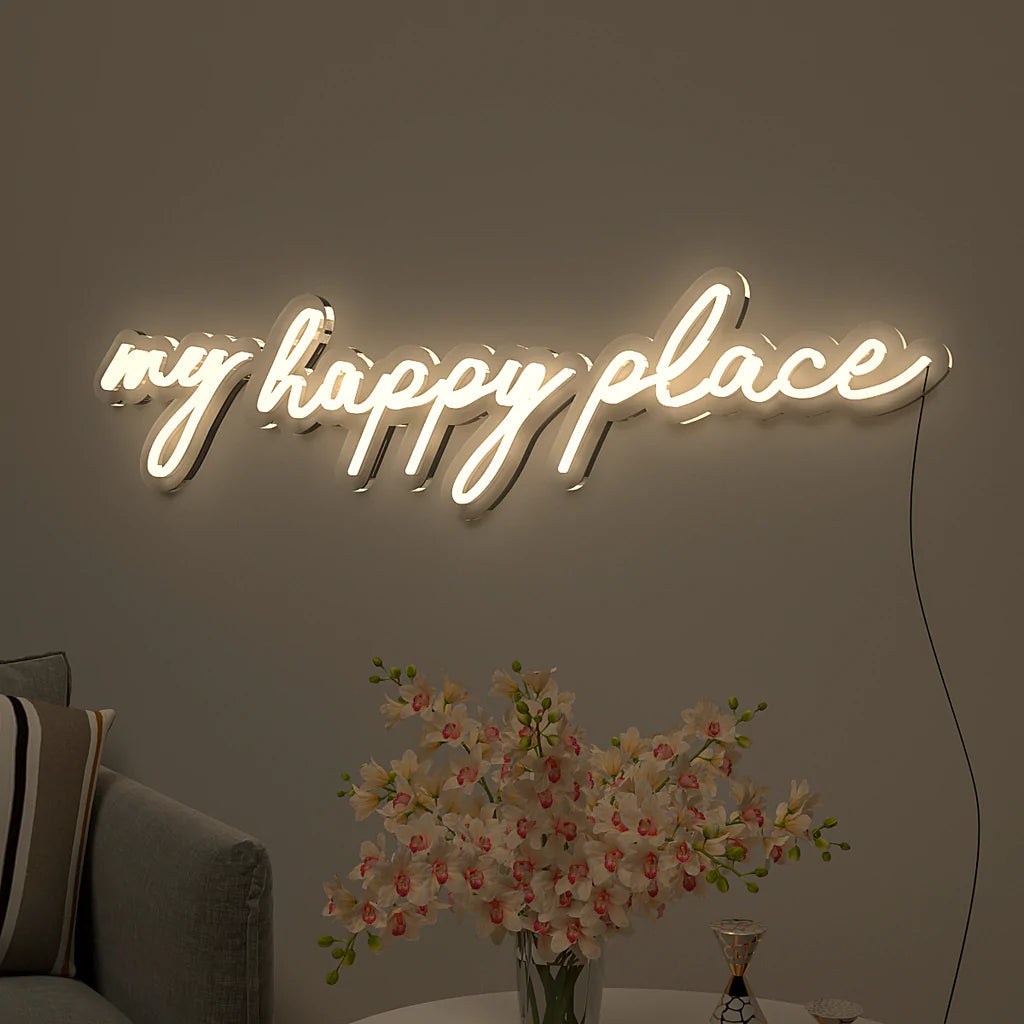 My Happy Place Text Design Neon LED Light