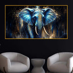 Mystic Blue Elephant Floating Frame Crystal Wall Painting