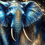 Mystic Blue Elephant Floating Frame Crystal Wall Painting
