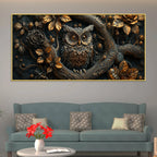 Mystic Bronze Owl in Enchanted Forest 3D Canvas Wall Painting