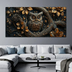 Mystic Bronze Owl in Enchanted Forest 3D Canvas Wall Painting