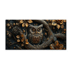 Mystic Bronze Owl in Enchanted Forest 3D Canvas Wall Painting