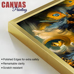 Mystic Shri Krishna Flute Theme Abstract Canvas Wall Painting