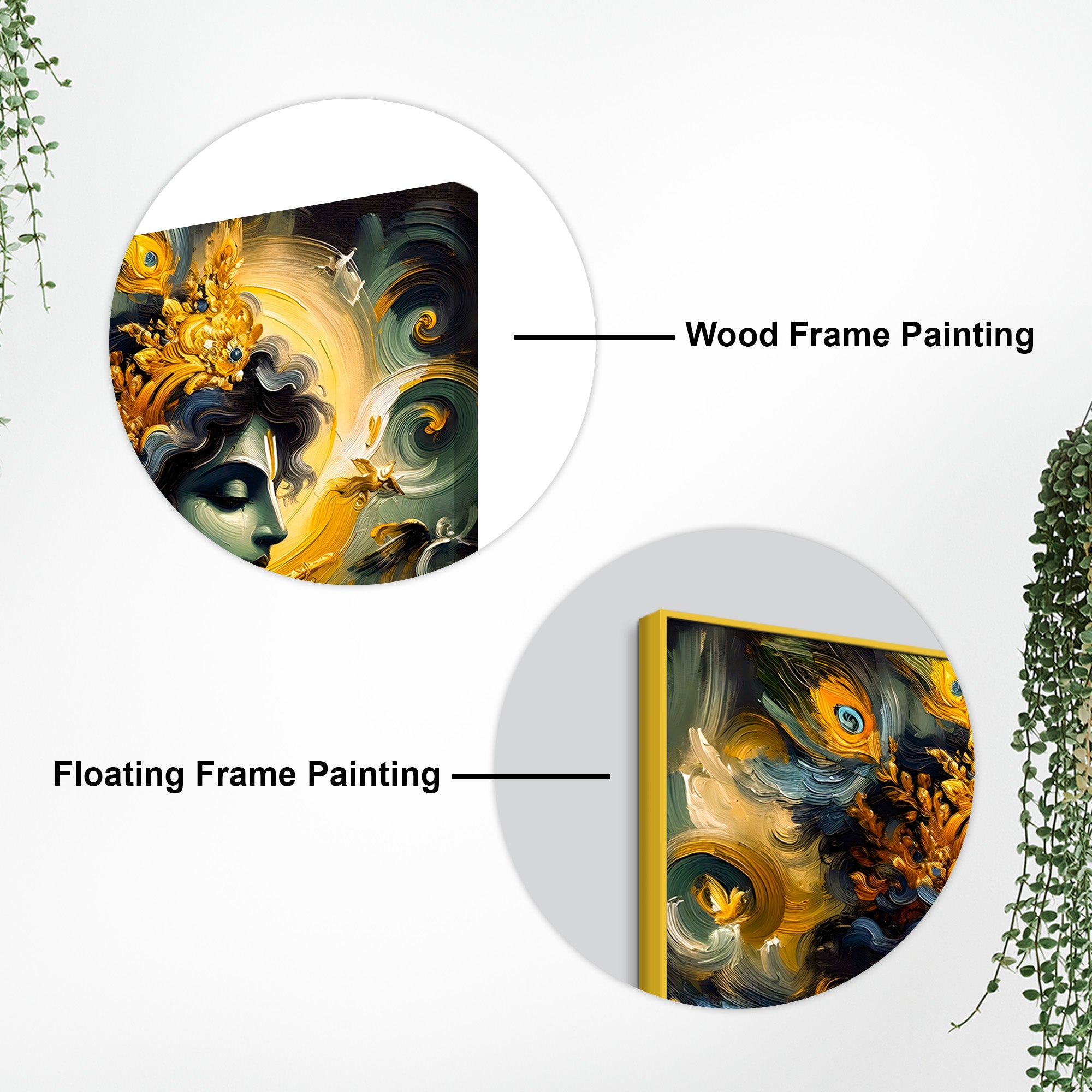 Mystic Shri Krishna Flute Theme Abstract Canvas Wall Painting