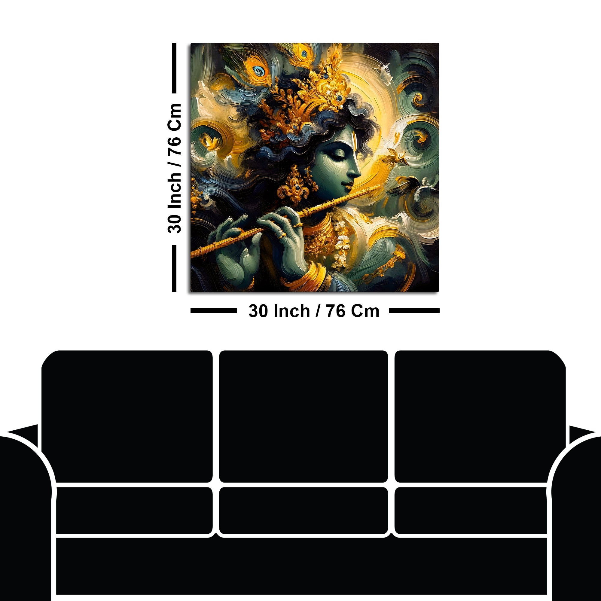 Mystic Shri Krishna Flute Theme Abstract Canvas Wall Painting