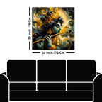 Mystic Shri Krishna Flute Theme Abstract Canvas Wall Painting