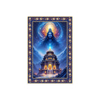 Mystical Himalayan Mandir with Shiva Floral Border Vertical Wall Painting