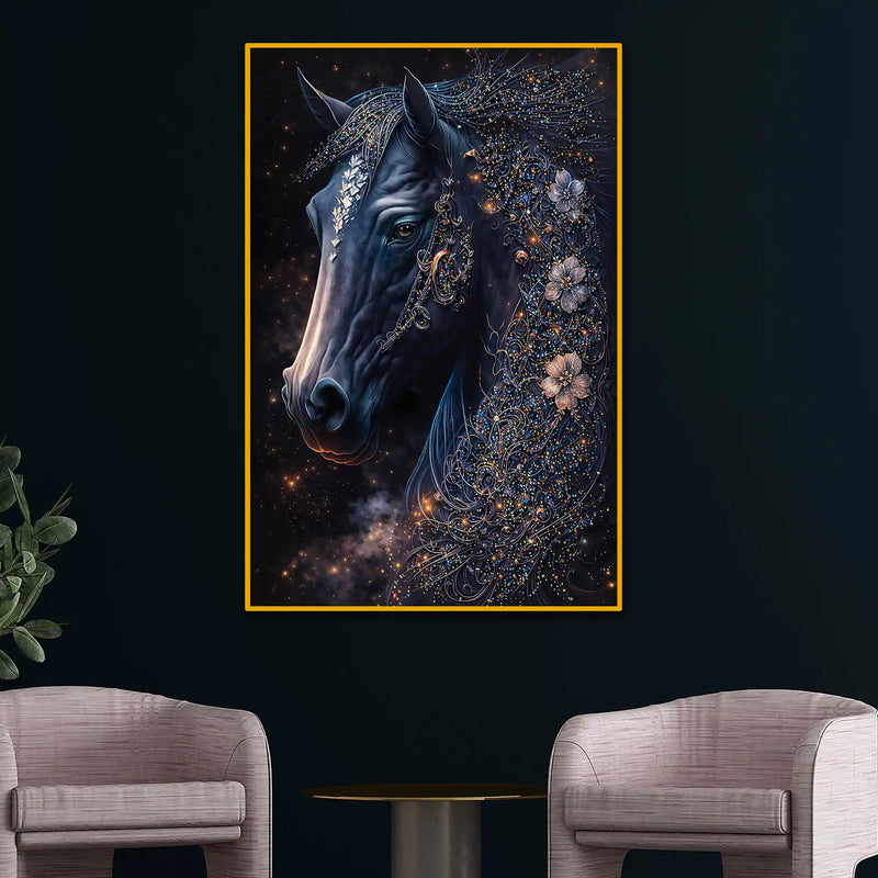 Mystical Horse Wall Art Metal Floating Frame Crystal Wall Painting