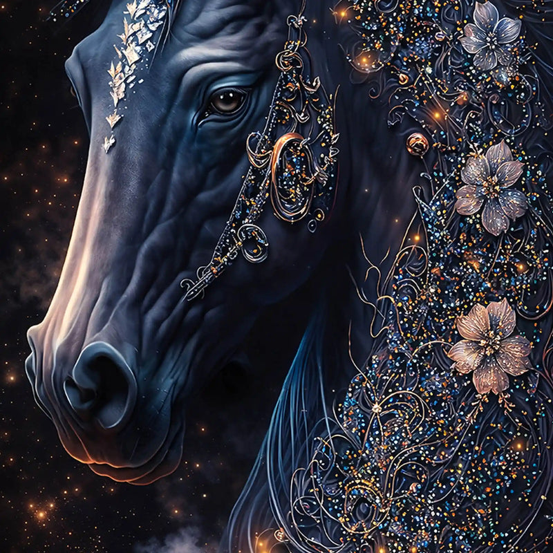 Mystical Horse Wall Art Metal Floating Frame Crystal Wall Painting