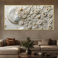 Mystical Moonlit Woman with Floral Hair 3D Canvas Wall Painting