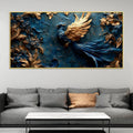 Mythical Blue Phoenix with Golden Wings 3D Canvas Wall Painting