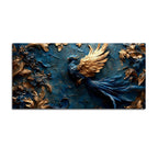 Mythical Blue Phoenix with Golden Wings 3D Canvas Wall Painting